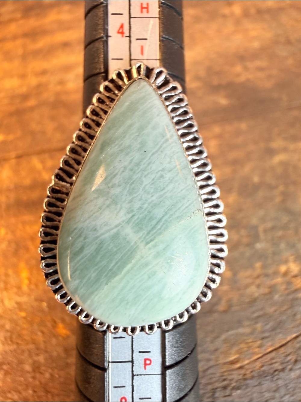 Sterling Teardrop Amazonite Statement Ring in Seafoam Green